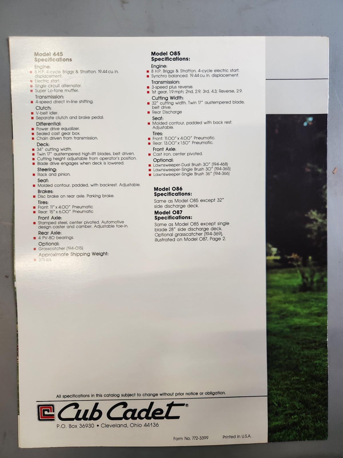 Cub Cadet Sales Brochures