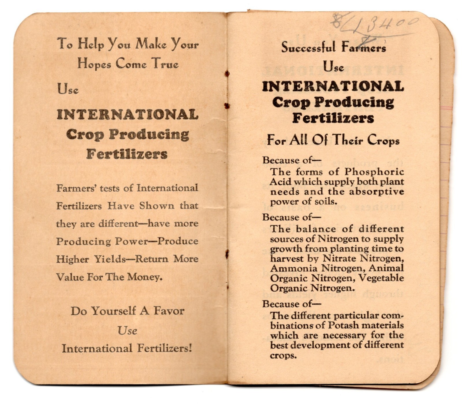 1930s – International Agriculture Corp Texarkana Arkansas Notepad – XL2R
