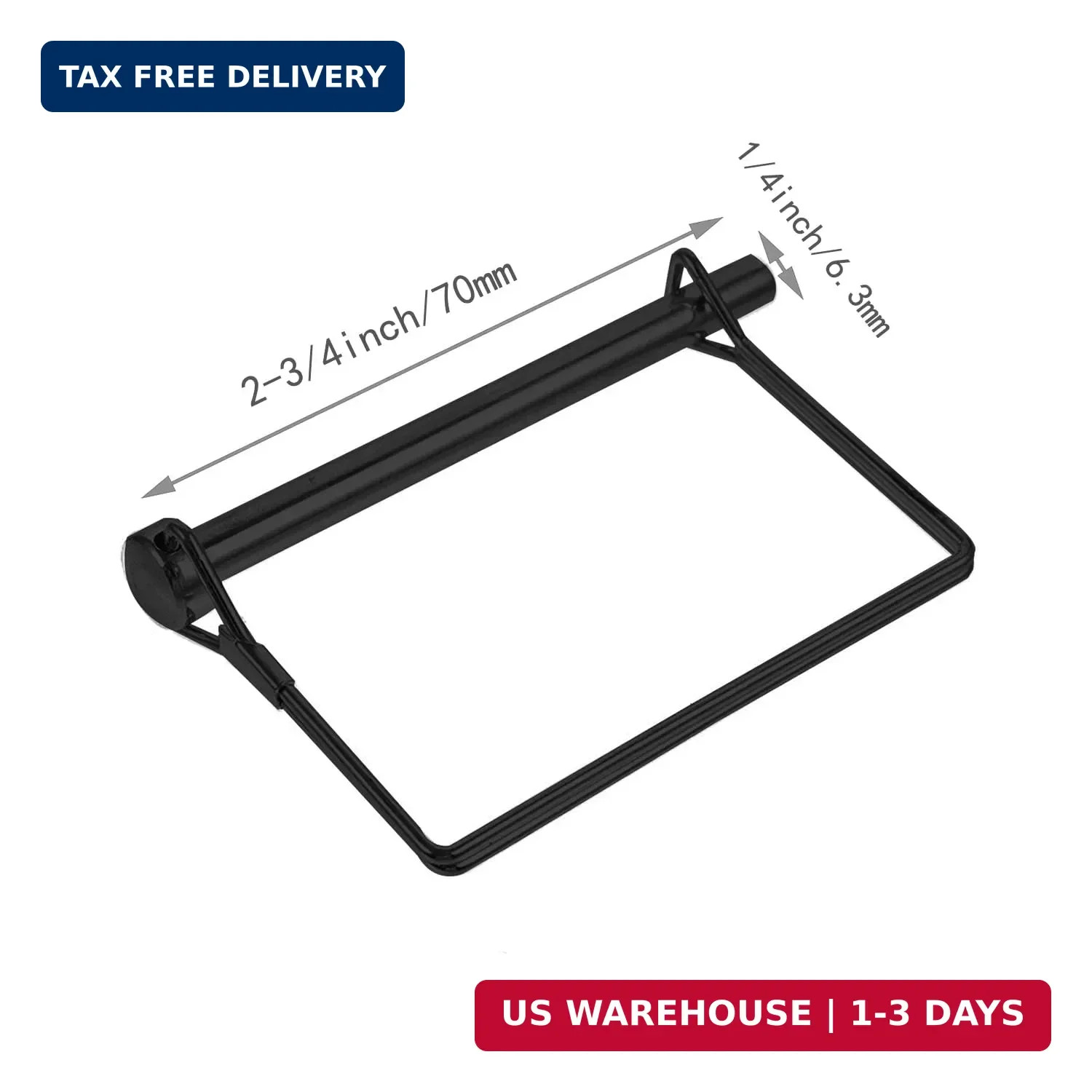 4 Pack 1/4 x 2-3/4 Inch Trailer Hitch Pin Heavy Duty Carbon Steel Towing Coupler