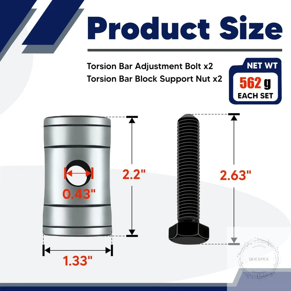 Torsion Bar Adjustment Bolt and Lock Nut Fit for Chevrolet Silverado Tahoe GMC