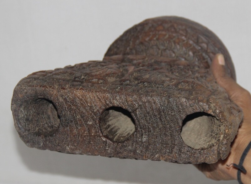 Antique Wooden Agricultulal Seed Spreader Bijni Original Old Hand Carved