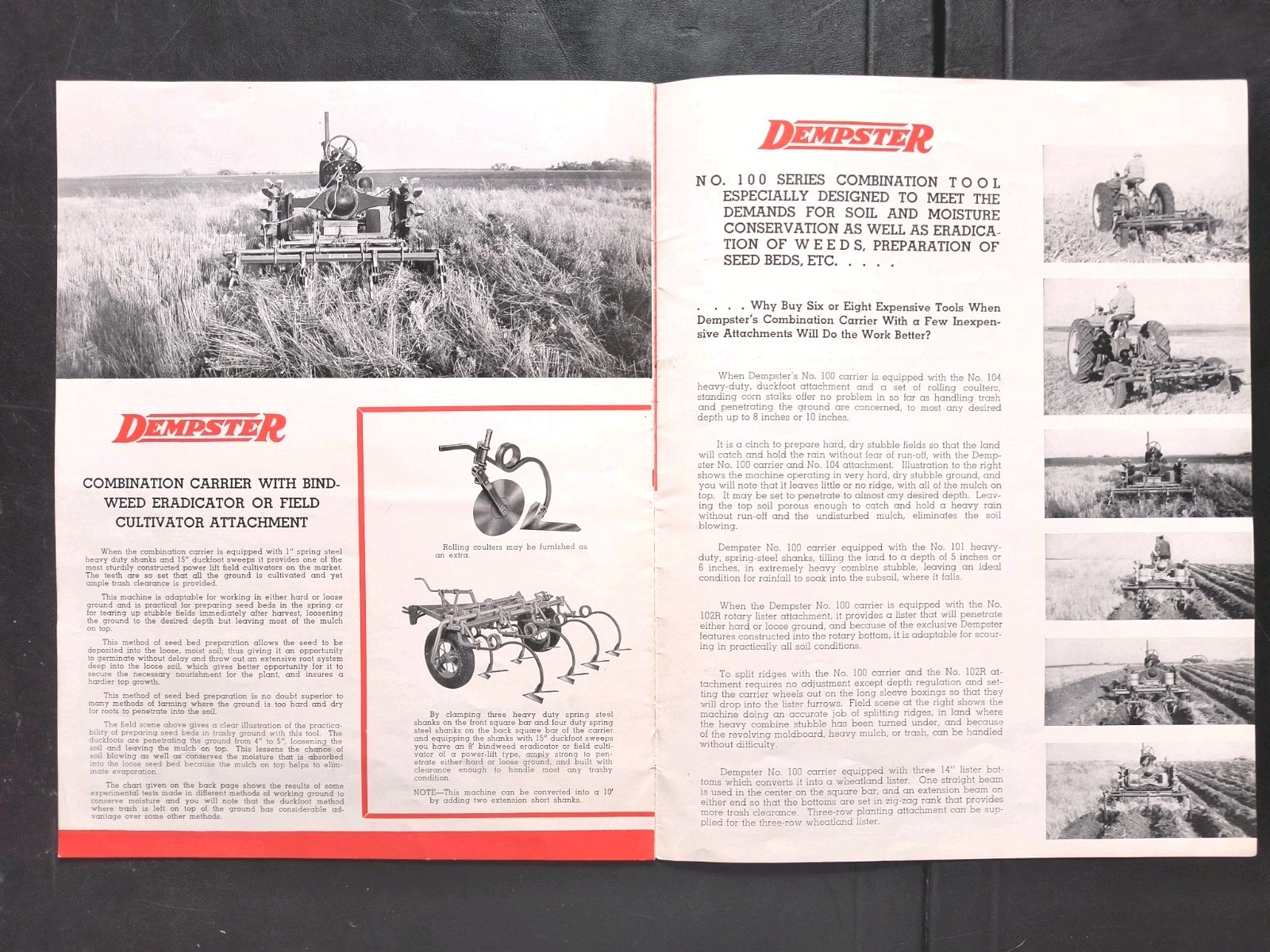 1930s Dempster Tractor Combination Power Lift Carrier Series 100 Brochure Farm