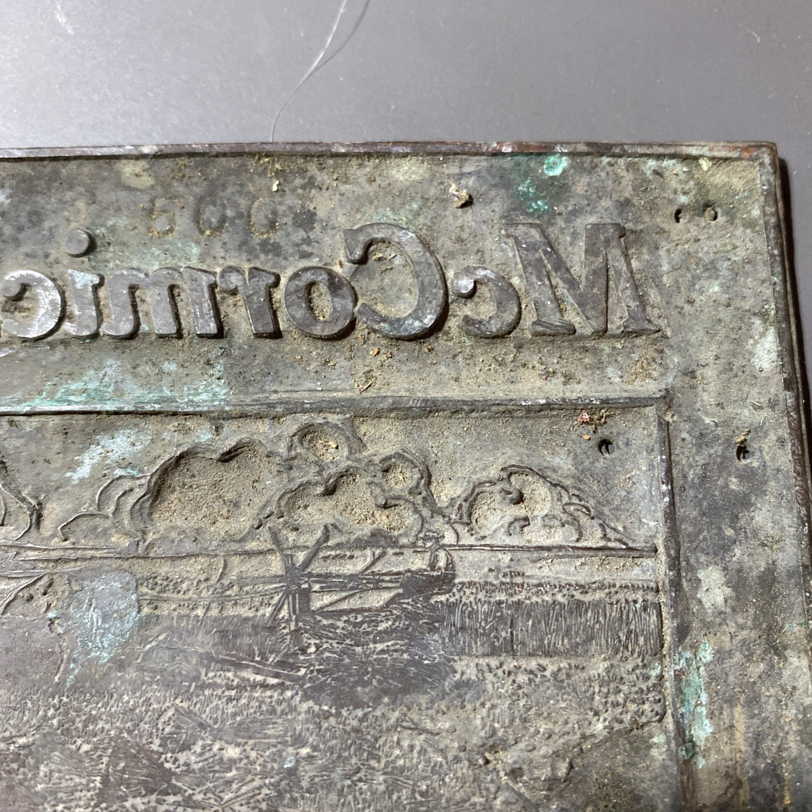 RARE McCormick Deering Copper Printing Plate 1930s farm imagery + Text Look!