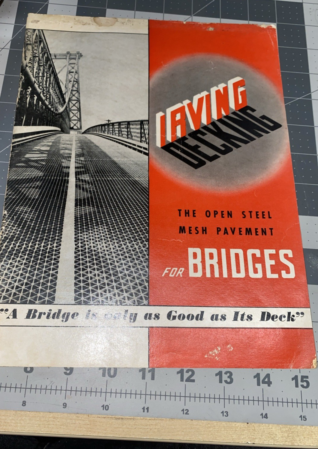 Irving Decking Open Steel Mesh Pavement Brochure for Bridges – 1945 Vintage