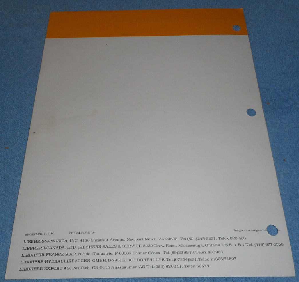 1980 Liebherr Transport Dimensions Diagram R 932 HD Excavator Gooseneck Boom