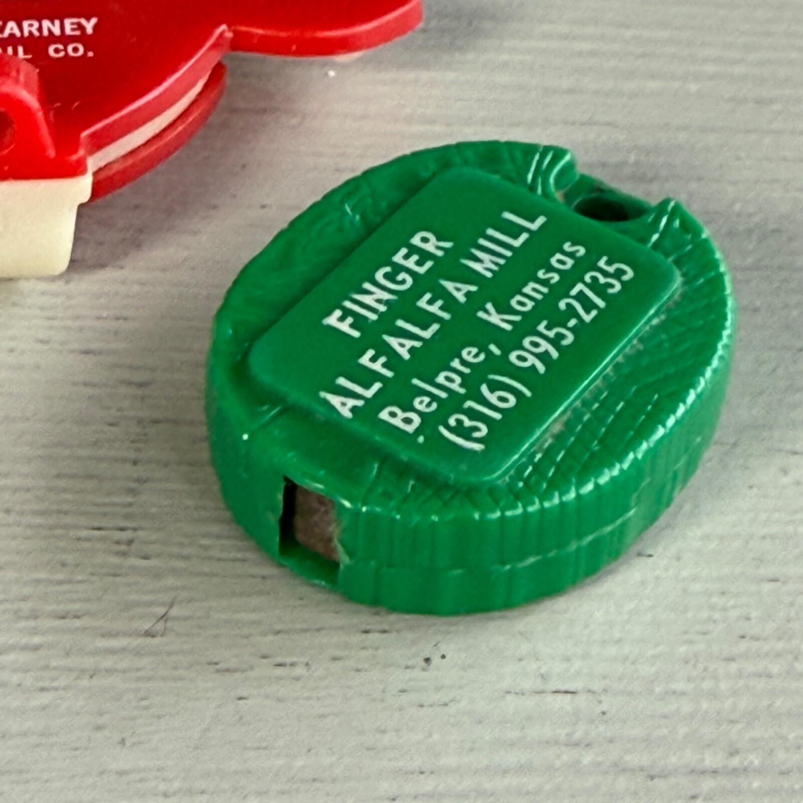 3 Vintage Advertising Keychains Belpre KS Kansas Alfalfa Mill Mobil Oil Bull Cow