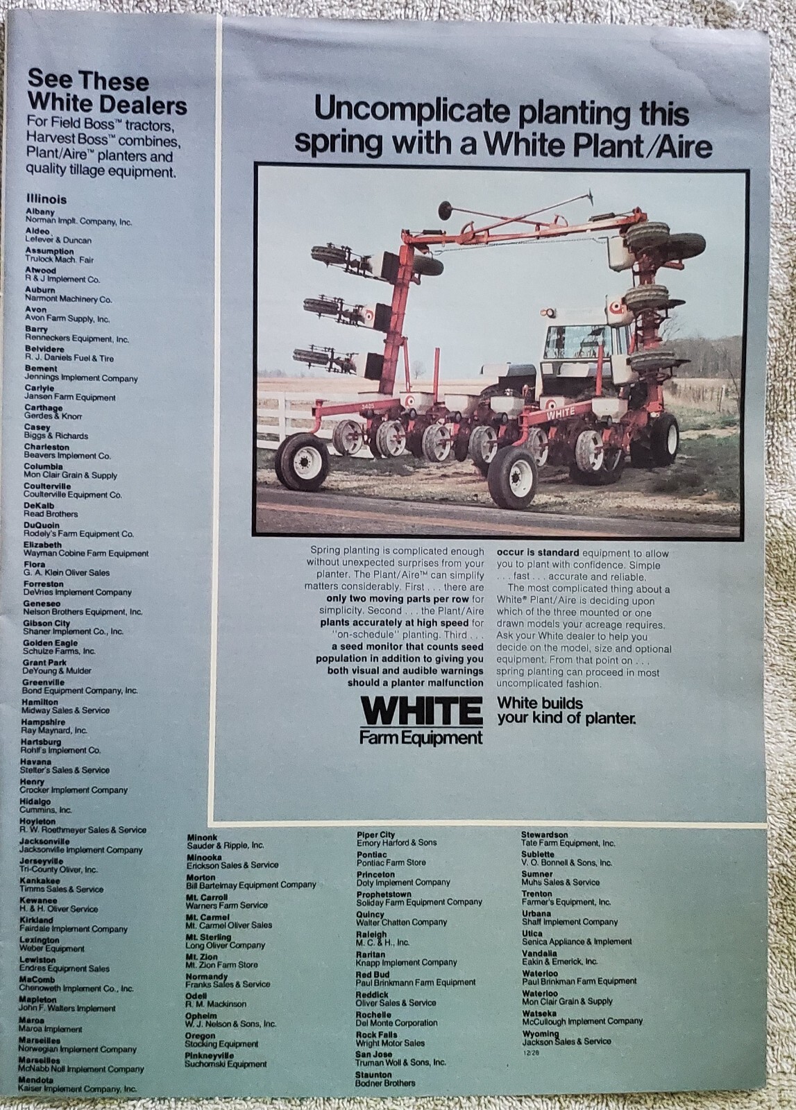 White Farm Equipment Plant/Aire Print Ad 1970&rsquo;s