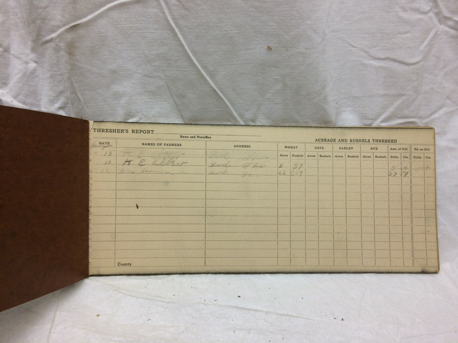 Vintage Threshers&rsquo; Book Farming Receipt Book Crop Weights & Measurement Chart