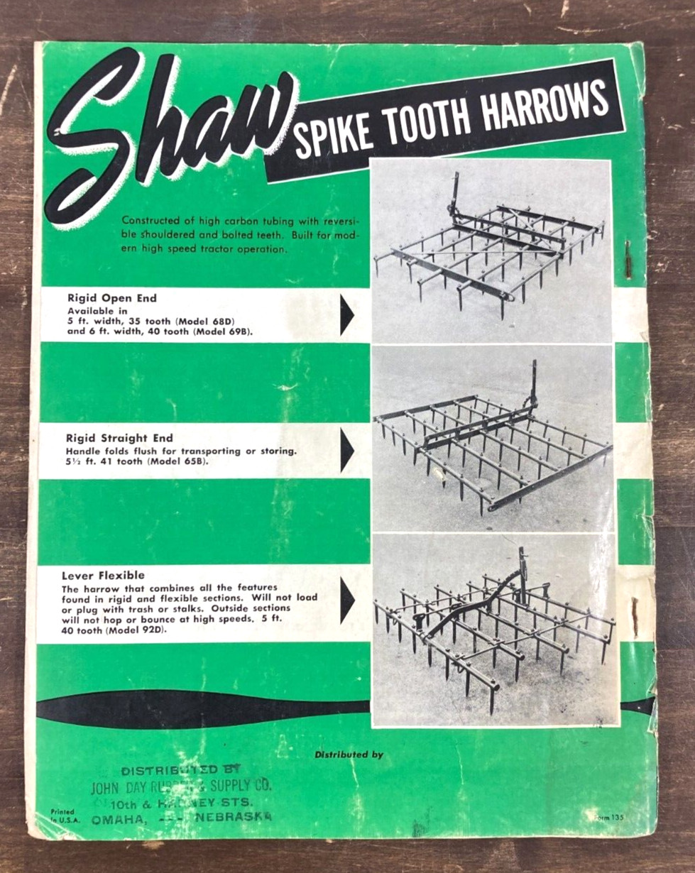 Noble Shaw Spike & Spring Tooth Harrows 1955 Dealer Catalog Sales Brochure Iowa