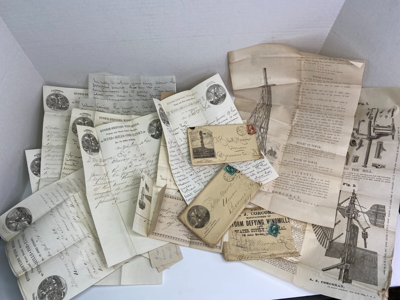 RARE ARCHIVE Letters EPHEMERA Billheads etc – Andrew Corcoran Wind Mills NY 1883