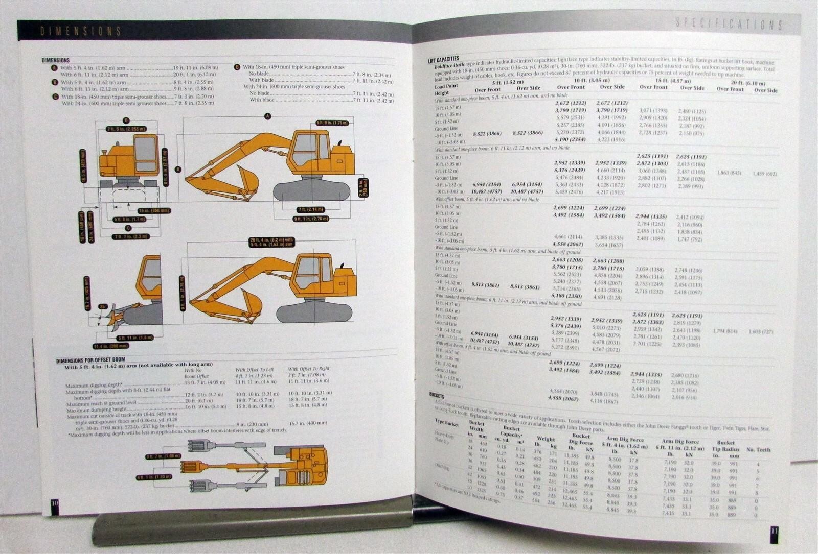 1999 John Deere 80 Excavator Specification Construction Sales Brochure