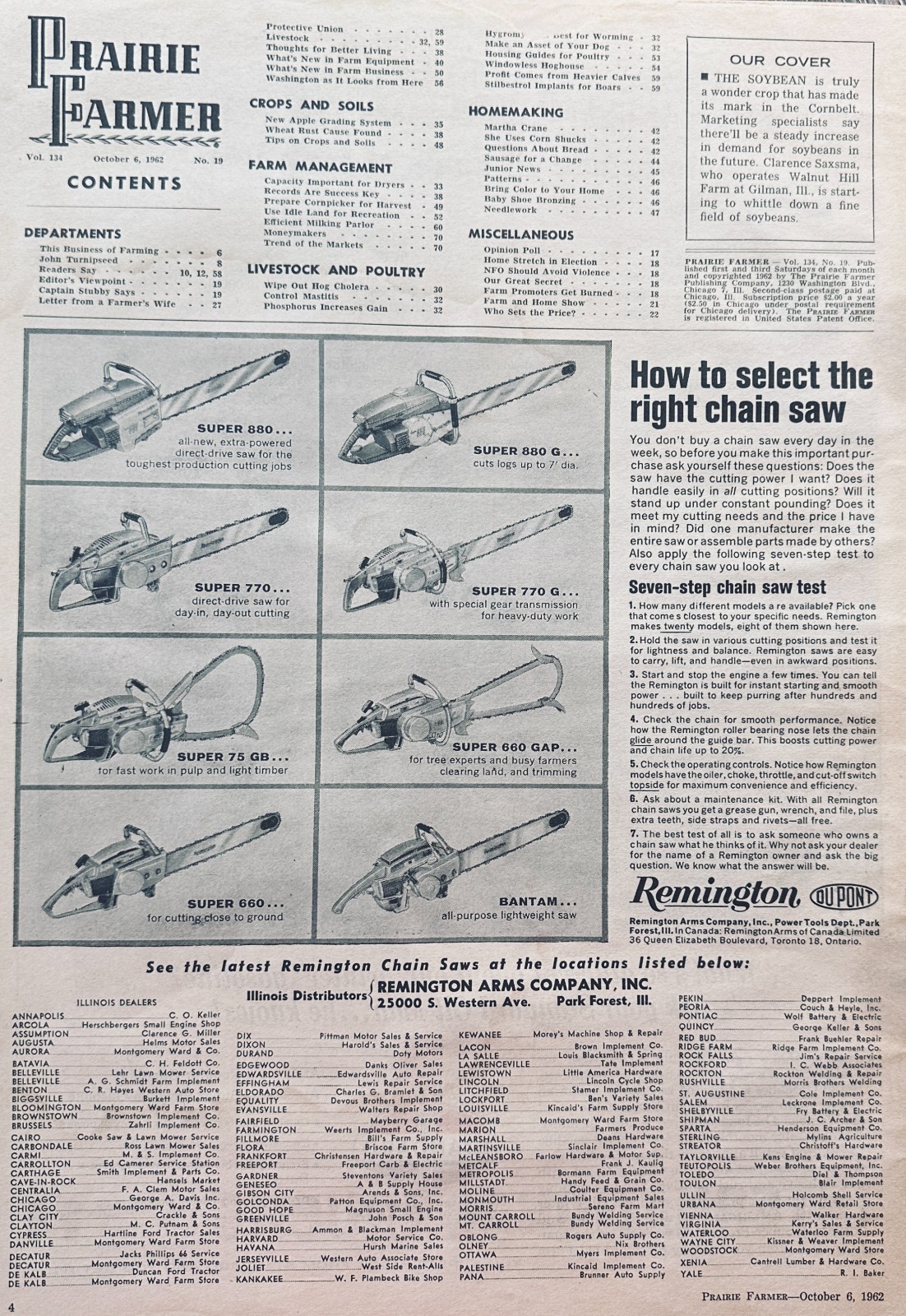 Lot of (4) Ads for Remington Chain Saws of the Sixties (1961 – 1968) Set 878