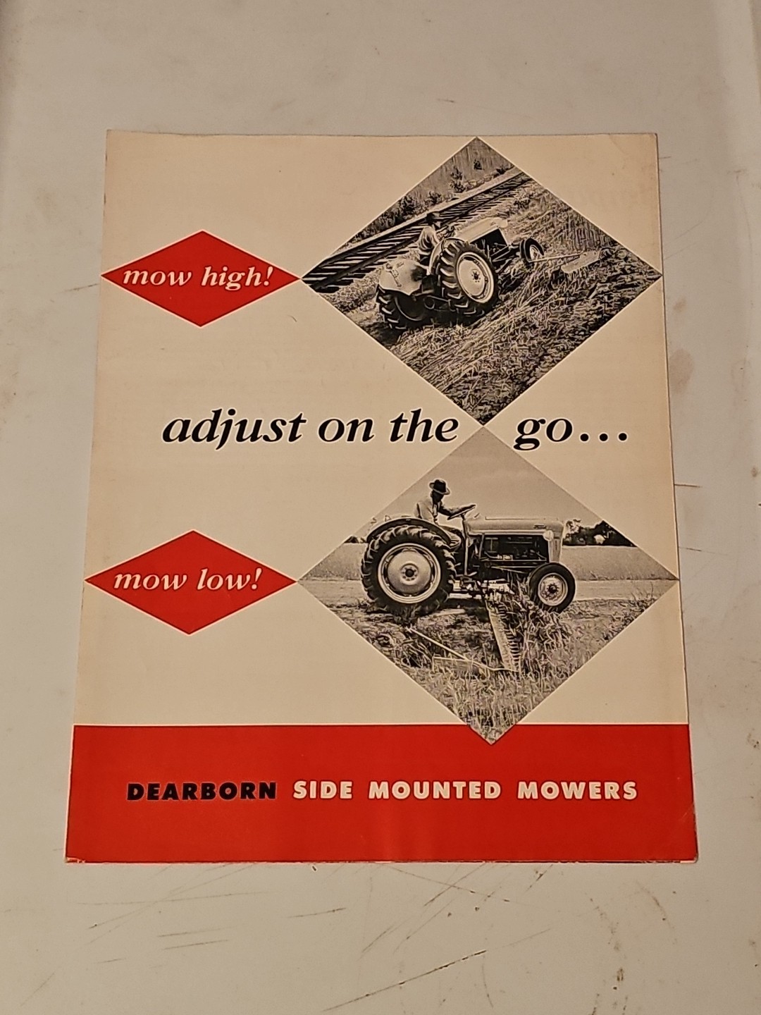 Vintage Dearborn Side Mounted Mowers 1956 Brochure Foldout (B)