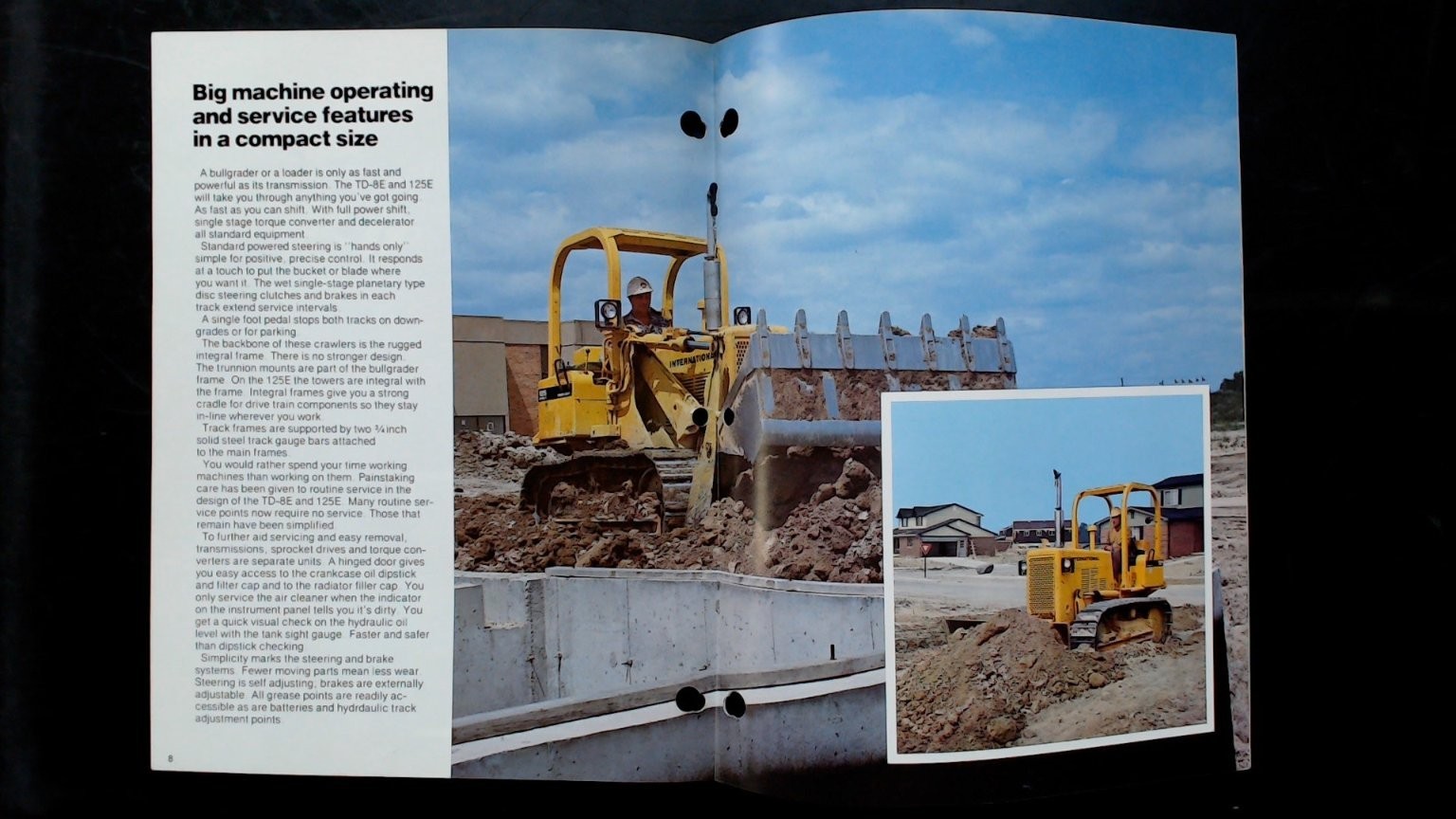 International 125E & TD-8E Power Shift Crawlers Brochure Vintage Blue