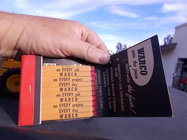 Vintage Warco Road Grader W A Riddel Corp Bucryus Ohio Matchbook Advertising