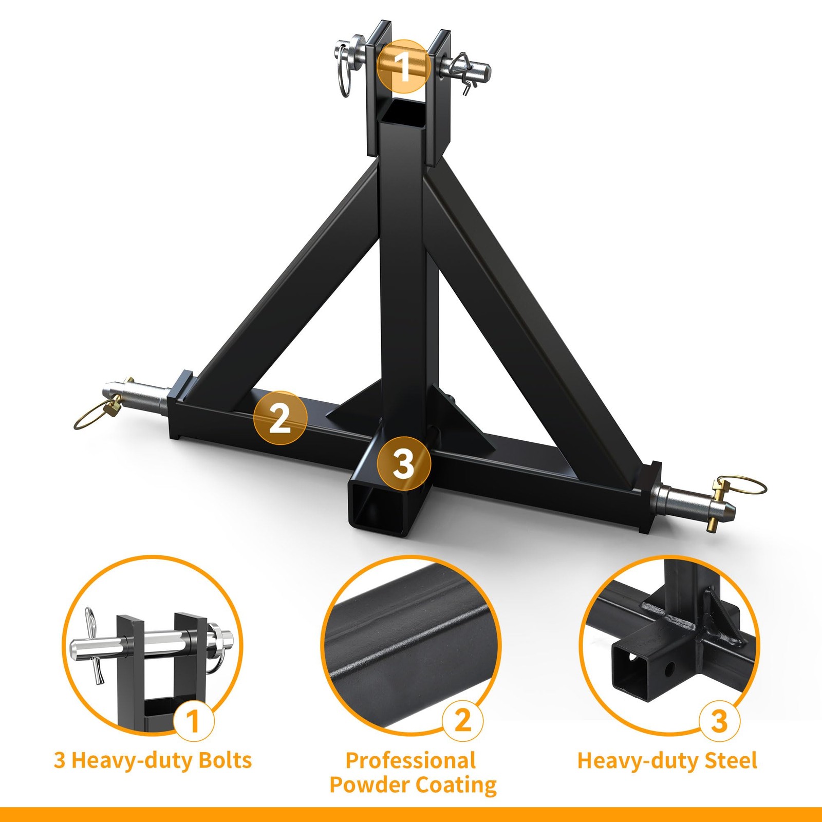 3 Point Hitch 2 Inch Receiver Category 1 Tractor Quick Hitch Drawbar Adapter Hea