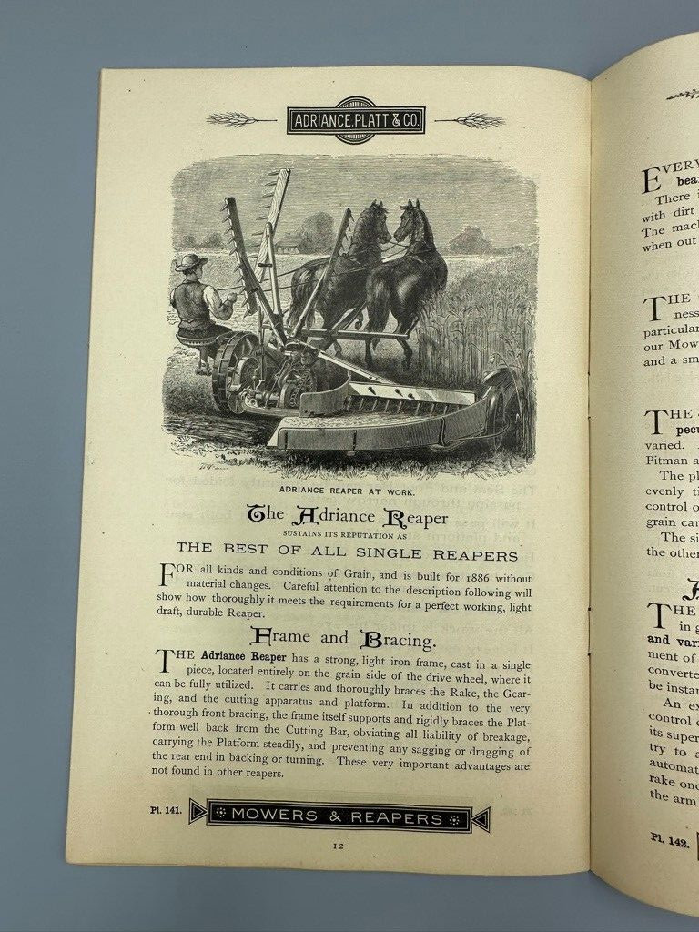1886 ADRIANCE PLATT Co BUCKEYE WORKS Antique FARM Advertising Illustrate Catalog