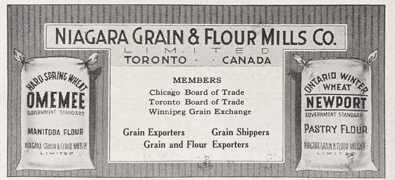 1919 AD(XH32)~NIAGARA GRAIN & FLOUR MILLS CO. TORONTO, CANADA. ONTARIO WHEAT