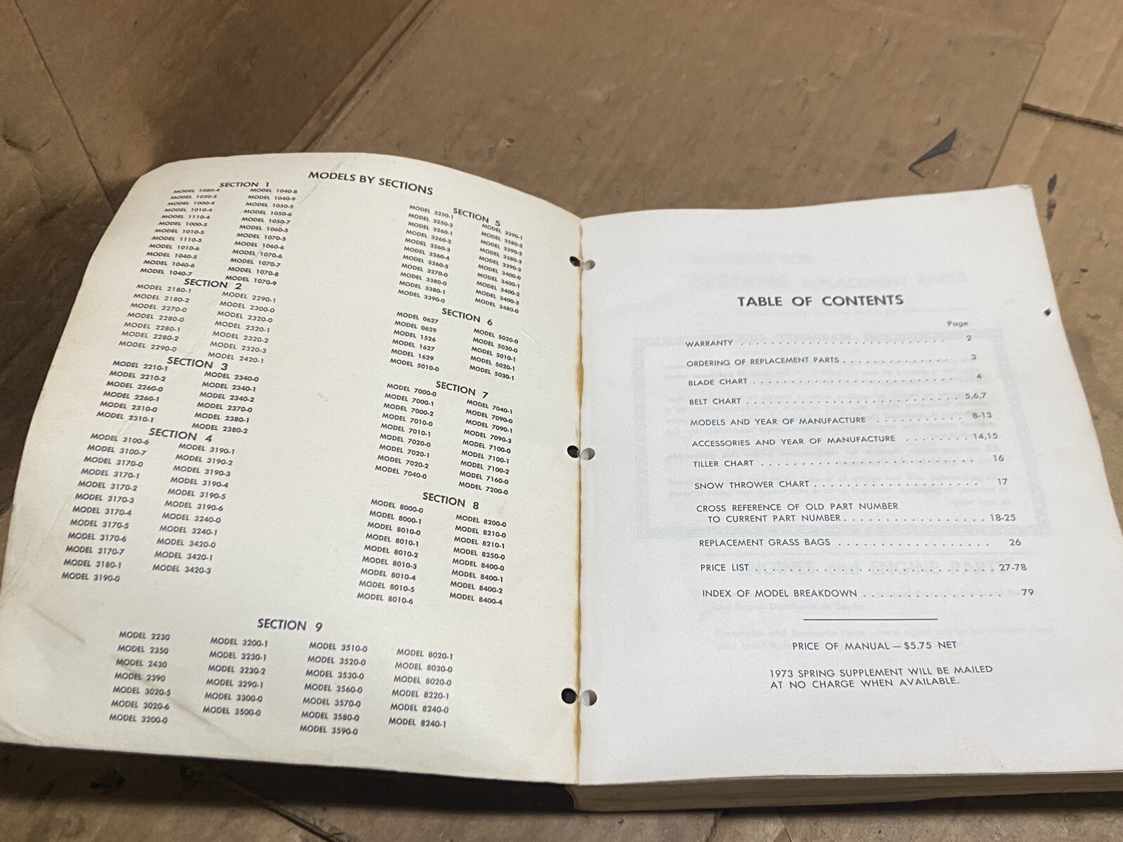 1973 Yard-Man Service & Parts Manual w/ Illustrations – Push Mower, Tractor, Etc