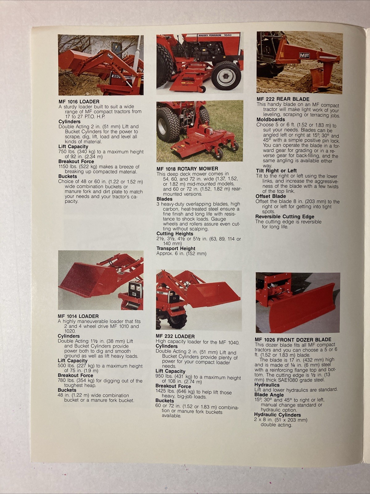 MASSEY-FERGUSON COMPACT IMPLEMENTS 4 PAGES SALES BROCHURE