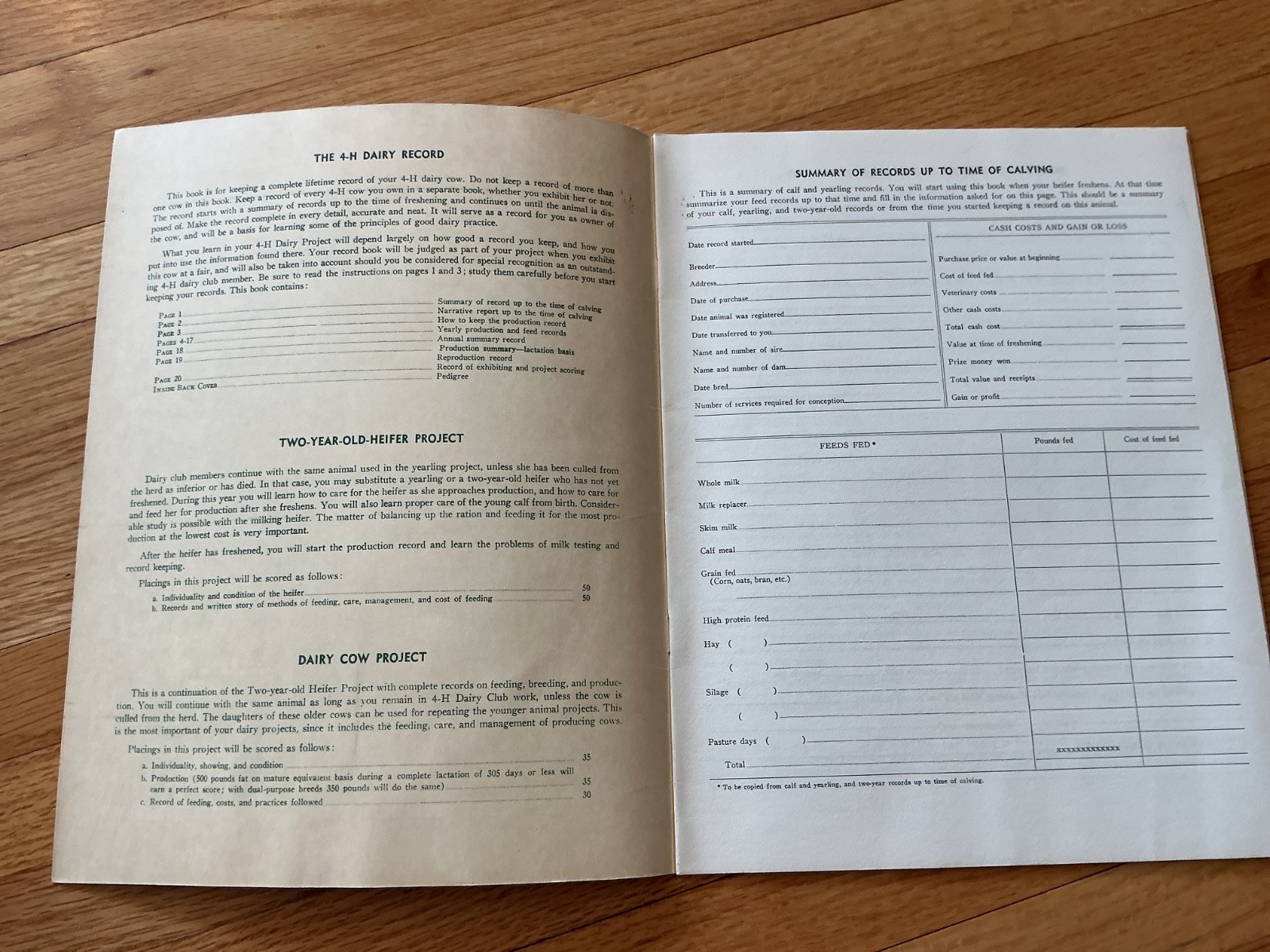 1950 4H Dairy Cow Project Record Book – Minnesota