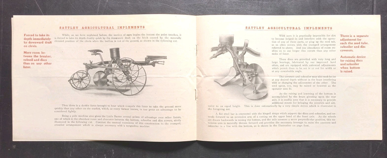 1910s Racine Sattley Farm Plow, Cultivator Lister Sales Brochure Advertising