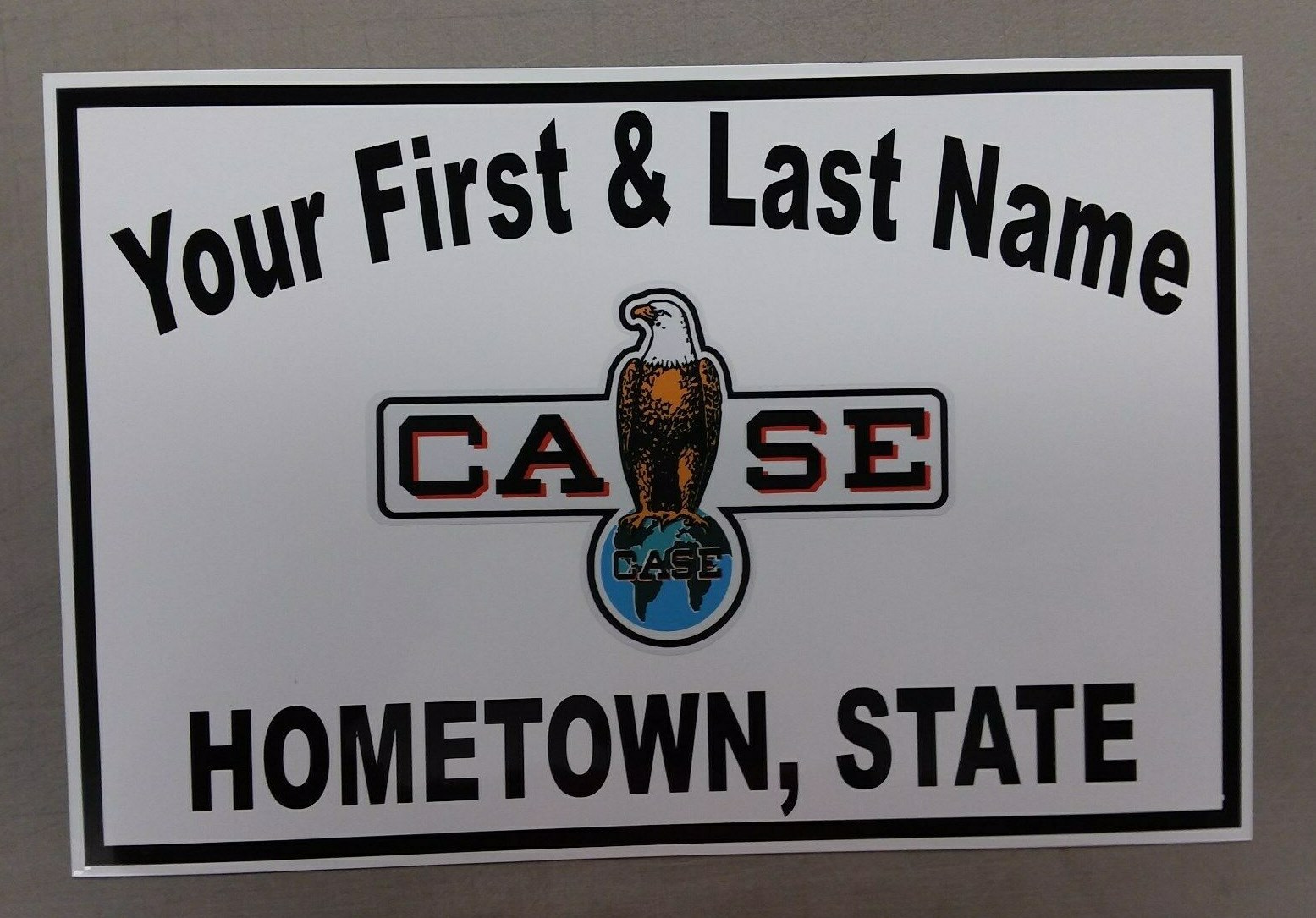 PERSONALIZED CASE EAGLE TRACTOR ALUMINUM NAME SIGN