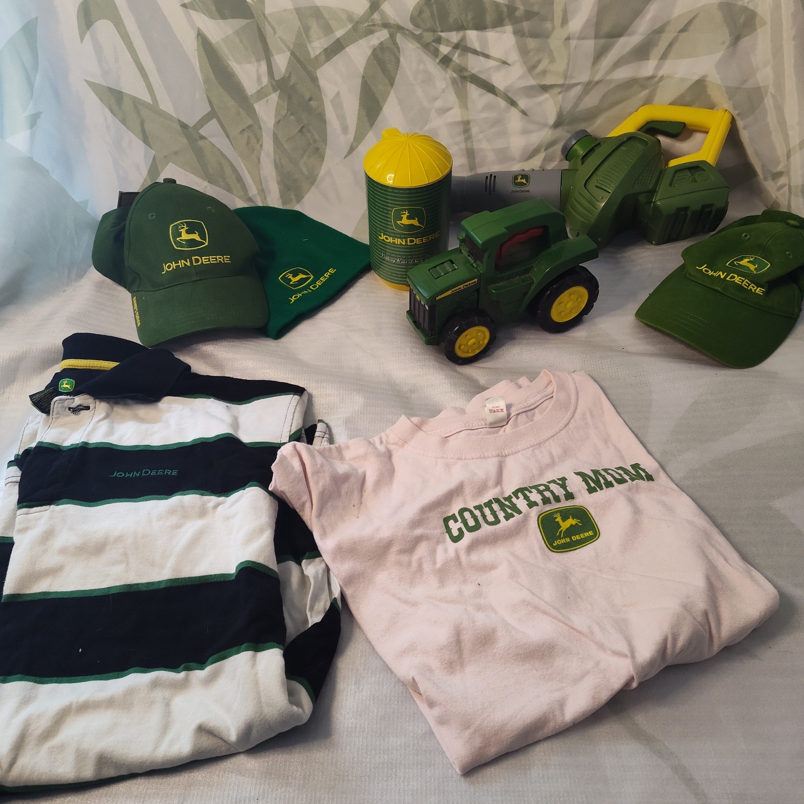 John Deere Collectors Lot With Coaster Silo, Tractor. Hats & Shirts