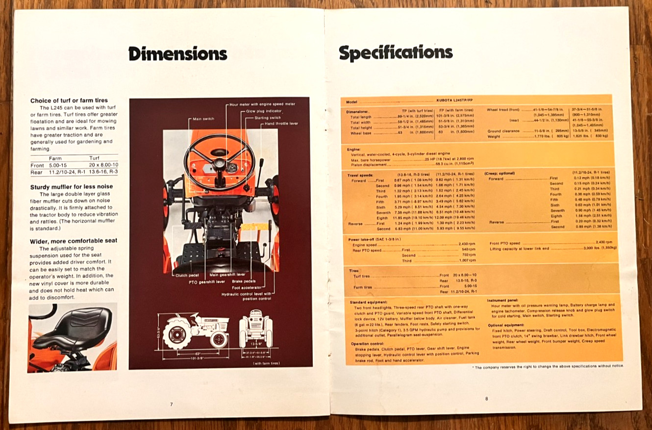 new Kubota L245 Diesel Tractor sales brochure