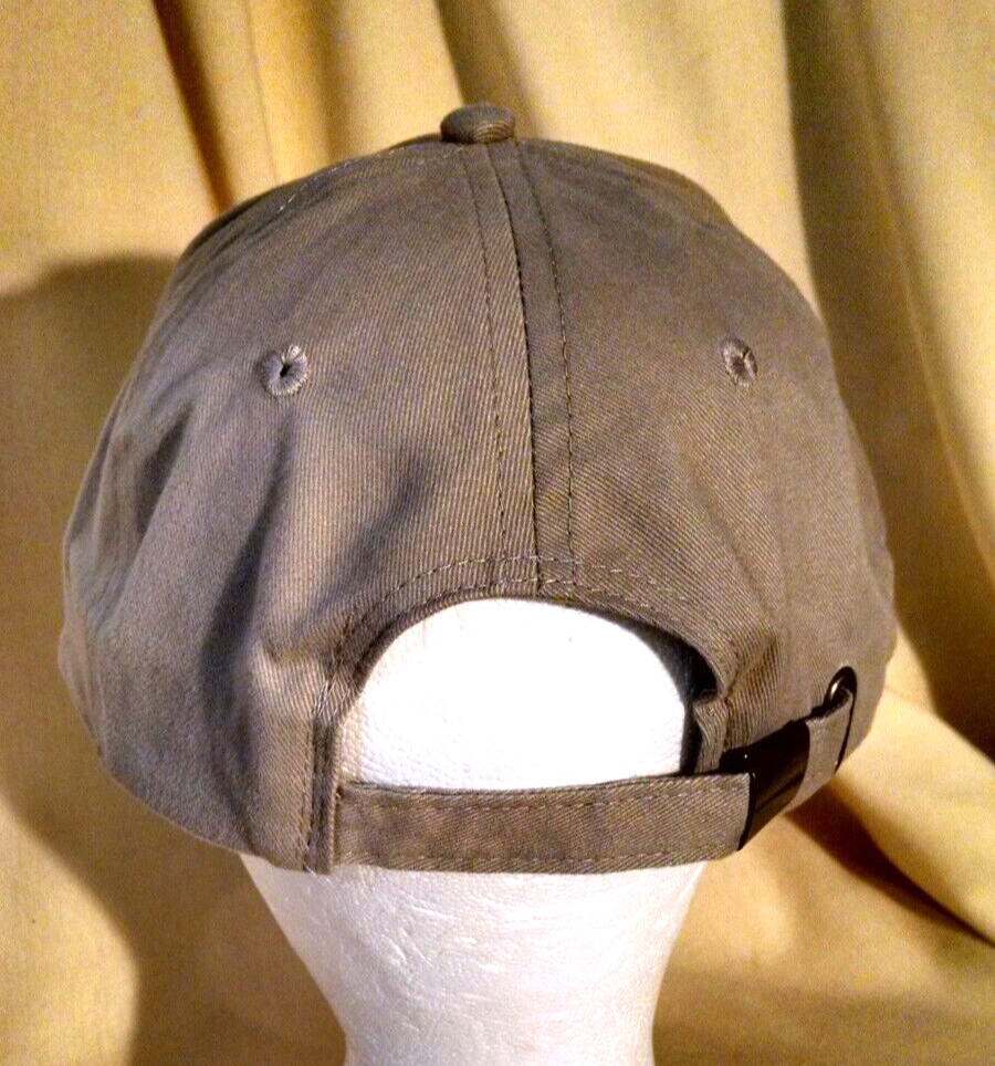 TROY-BILT HAT NEW BEIGE TAN RED LETTERING ADJ CLOTH STRAP WINTER BASEBALL CAP.