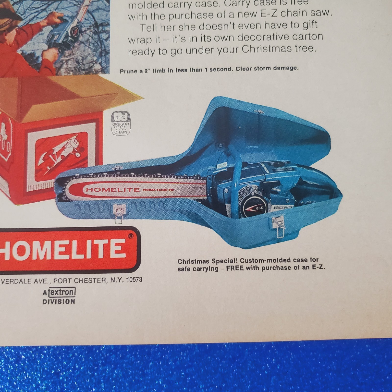 1969 HOMELITE « EZ » CHAIN SAW VINTAGE PRINT AD « HERE&rsquo;S WHAT TO TELL YOUR WIFE »