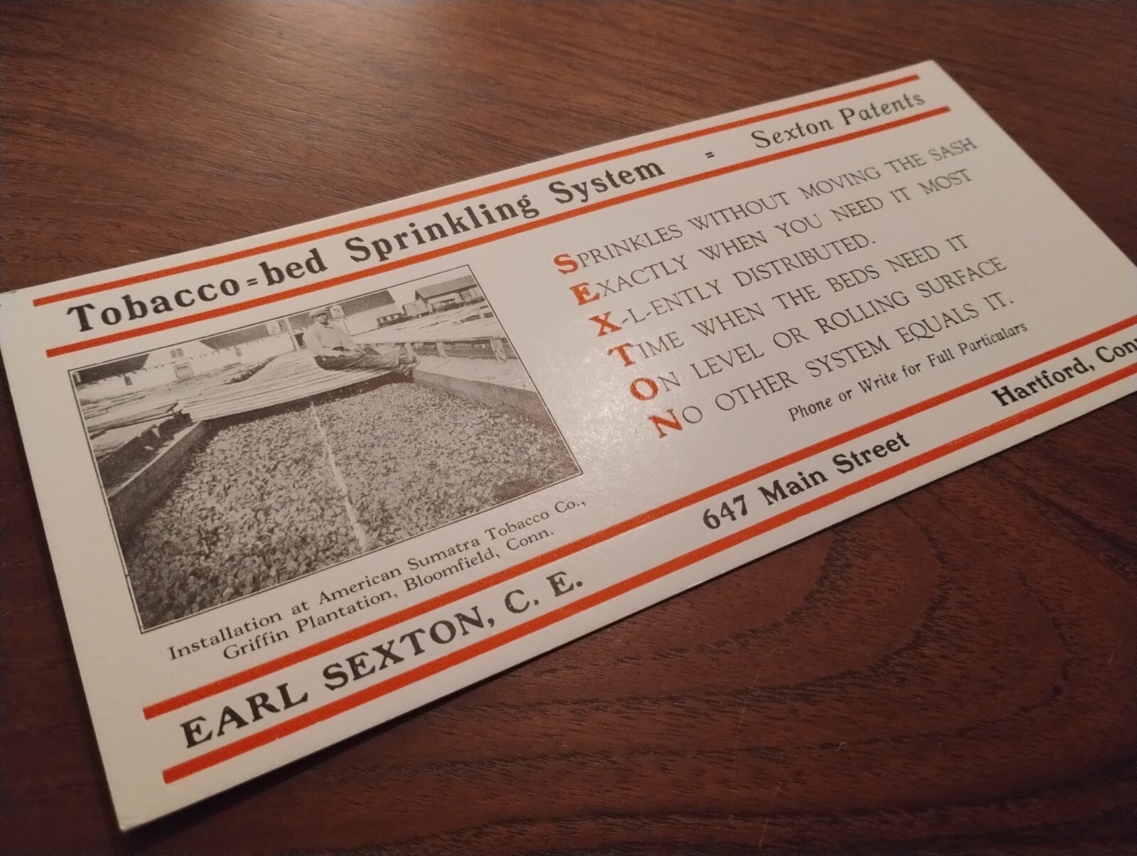 Sexton Tobacco 1950s Garden Sprinkling Mailer Advertising CT TOBACCO HISTORY