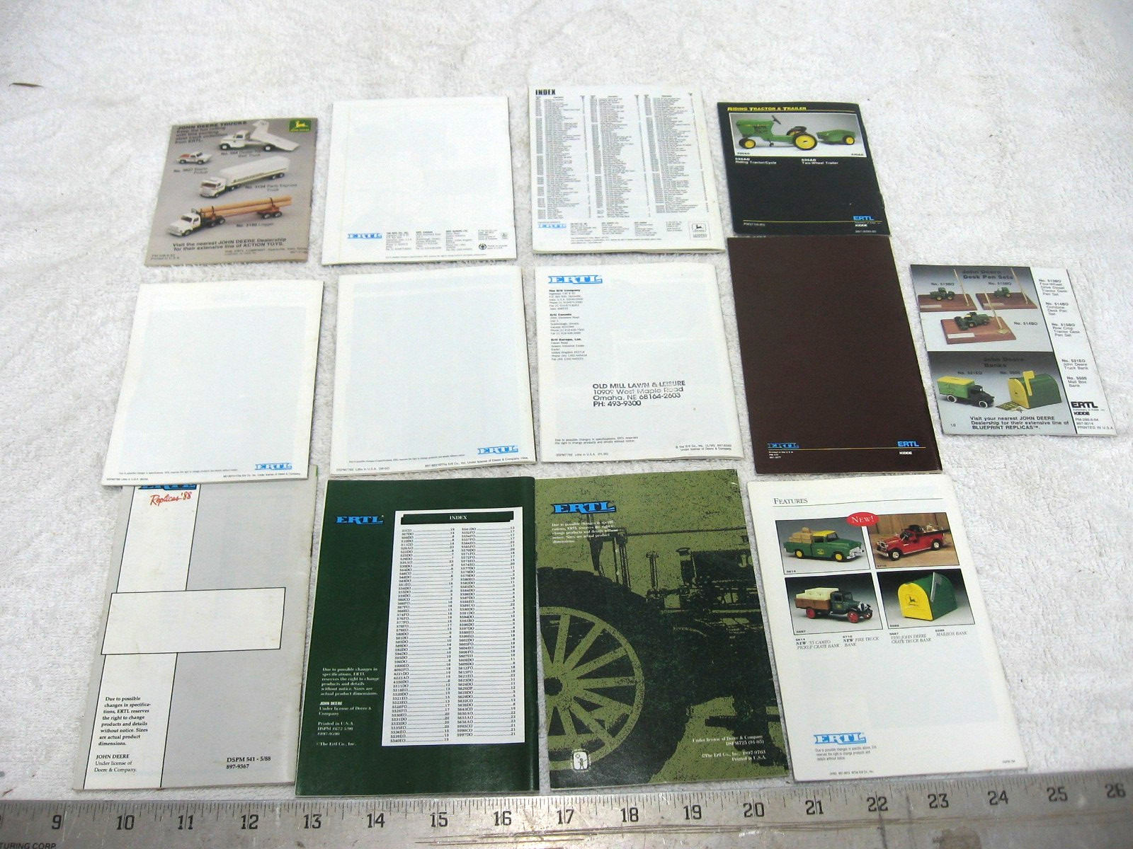 13 VINTAGE JOHN DEERE MINI TOY CATALOG TRACTOR + EQUIPMENT BROCHURES 80S 90S