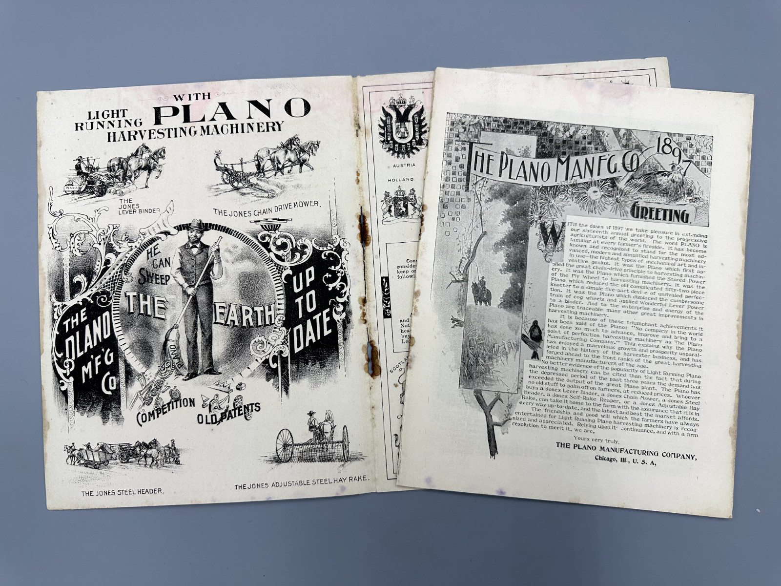 1897 PLANO Farm HARVESTING Machinery CATALOG Advertising ANTIQUE Harvester