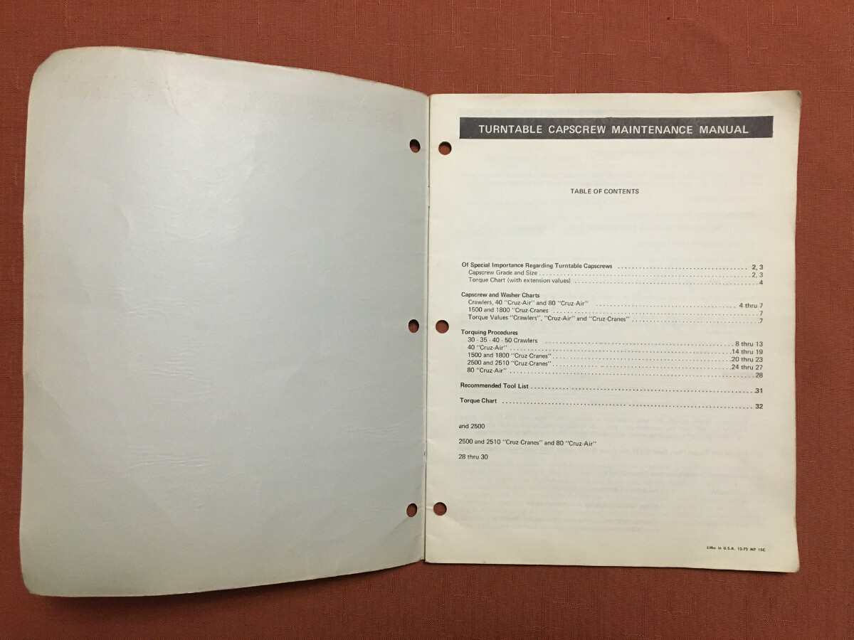 Drott Procedure Manual S406171M1 – Torquing Turntable Bolts for Excavators-1972