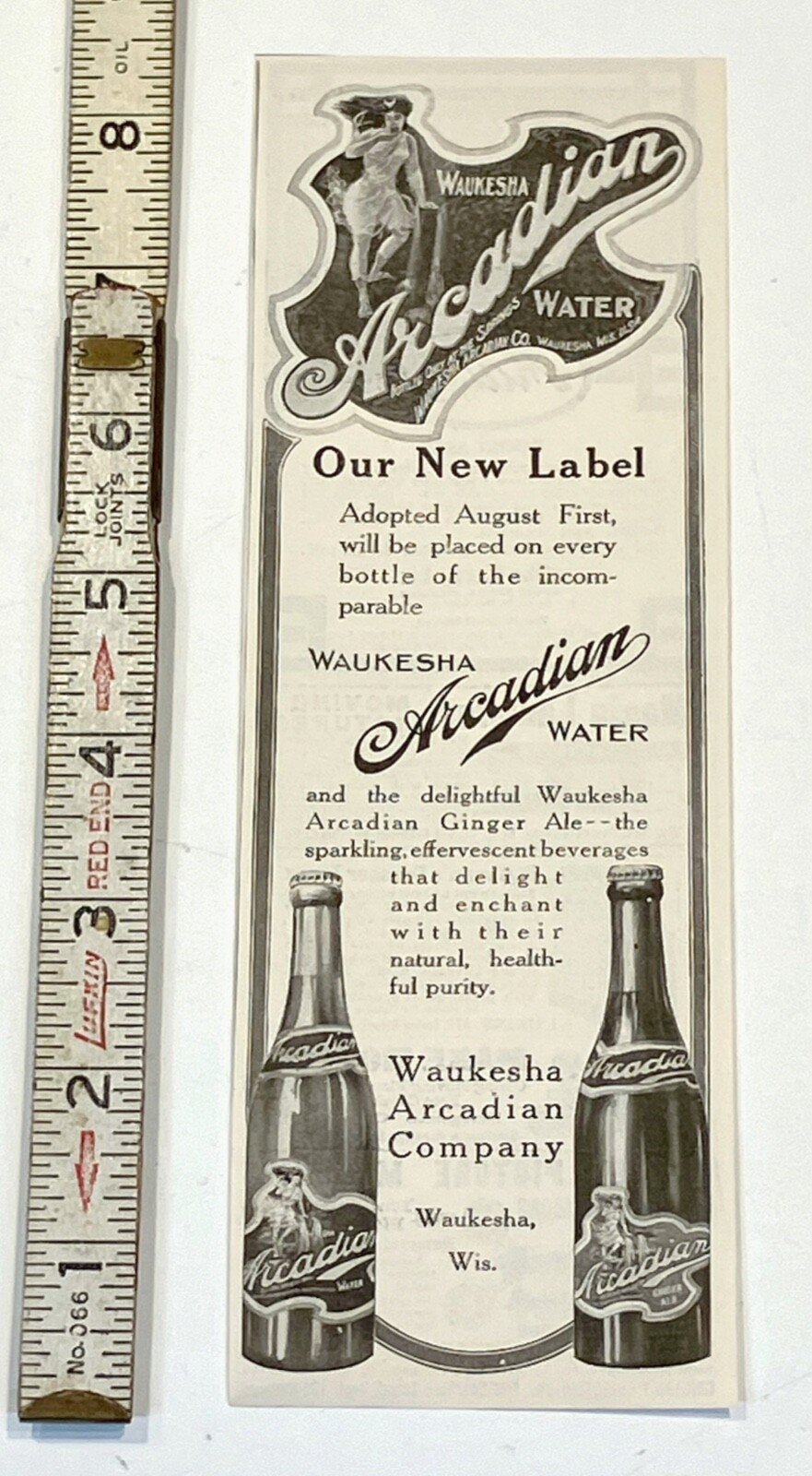 early 1900s print Ad Waukesha Arcadian Water WISCONSIN