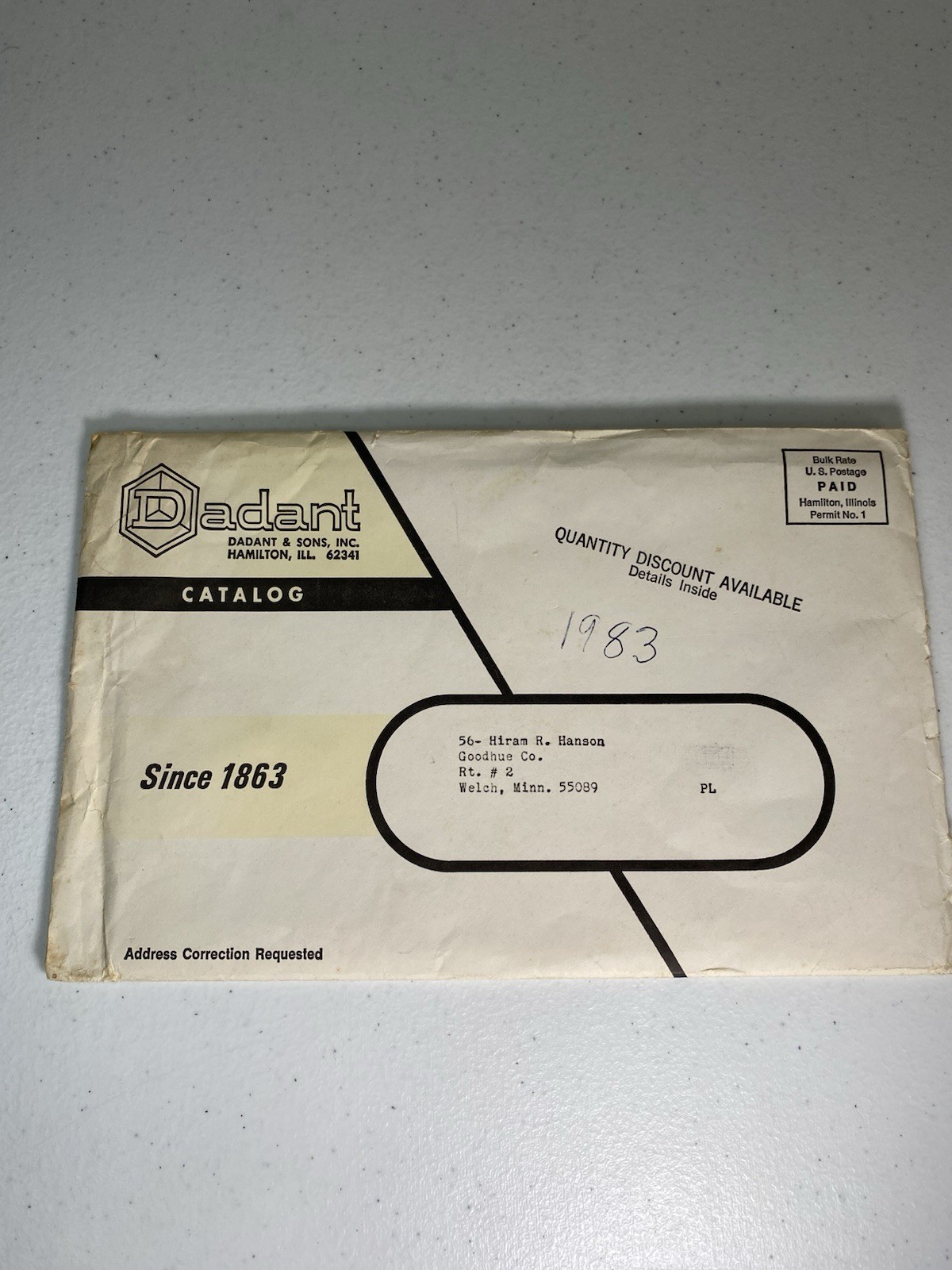 Dadant Beekeepers 1983 Catalog Envelope Order Form
