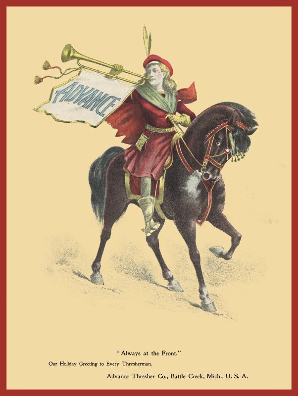 1898 ADVANCE Thresher Co. Christmas Greetings NEW Sign: 24 x 30&Prime; USA STEEL