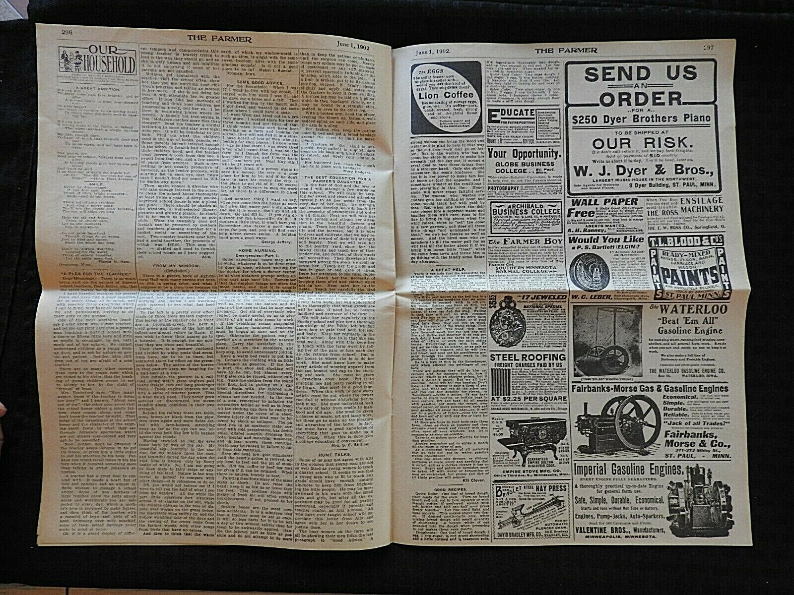 1902 « The Farmer » Webb-Shaw Farm Experiment St. Paul MN Agricultural Newspaper