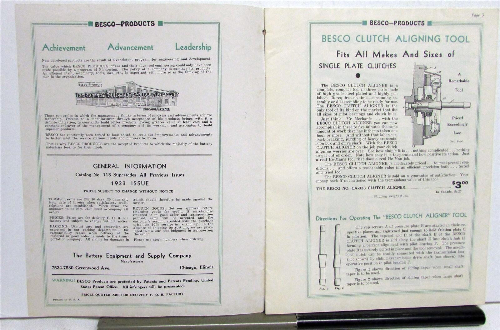 1920s Besco Products Clutches Air Gage Pricing Sales Brochure