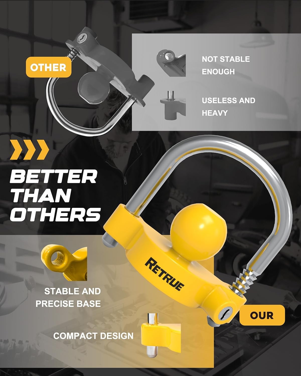 RETRUE Universal Coupler Lock Trailer Locks Ball Hitch Trailer Hitch Lock Adjust
