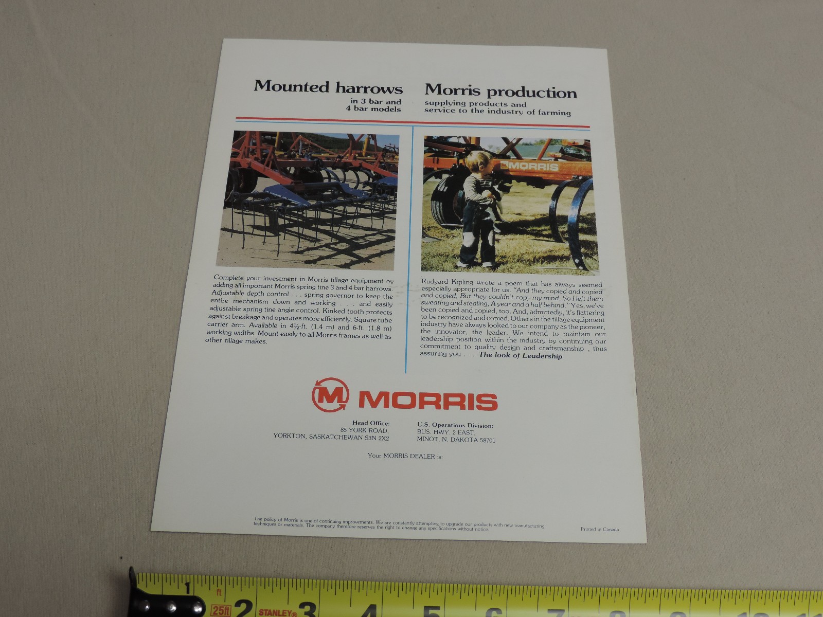 Morris MAGNUM chisel plow tillage sales brochure 8pg ORIGINAL farm equipment