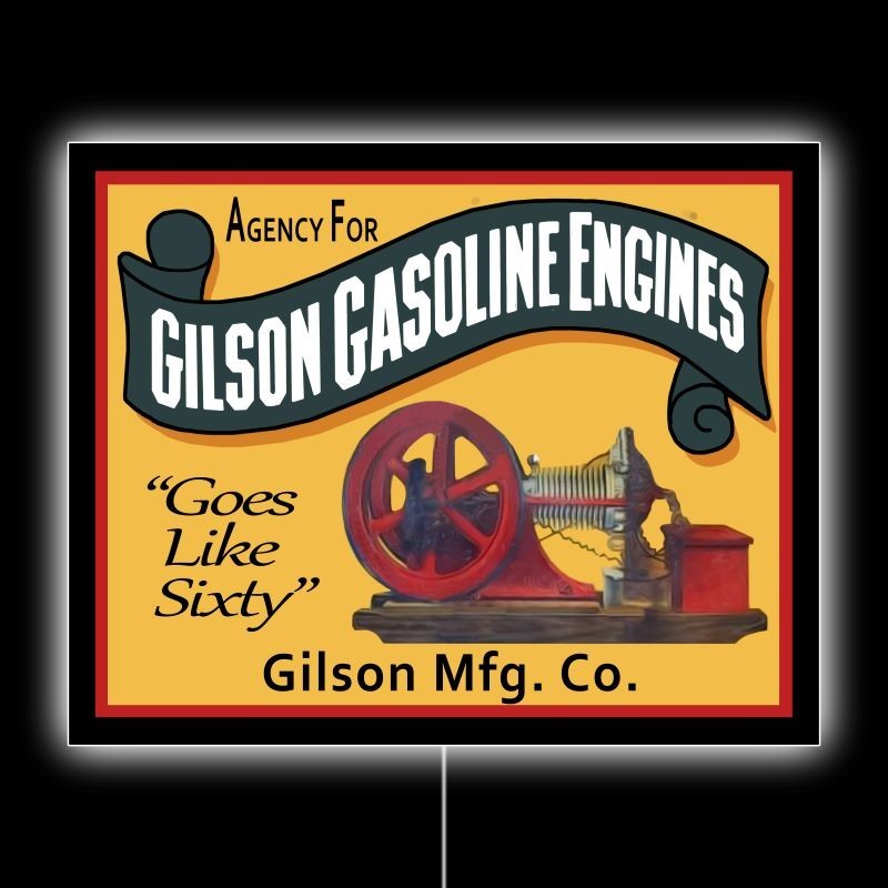 Agency for GILSON Gasoline Engines NEW LED Hanging Lighted Sign: 18×23&Prime;