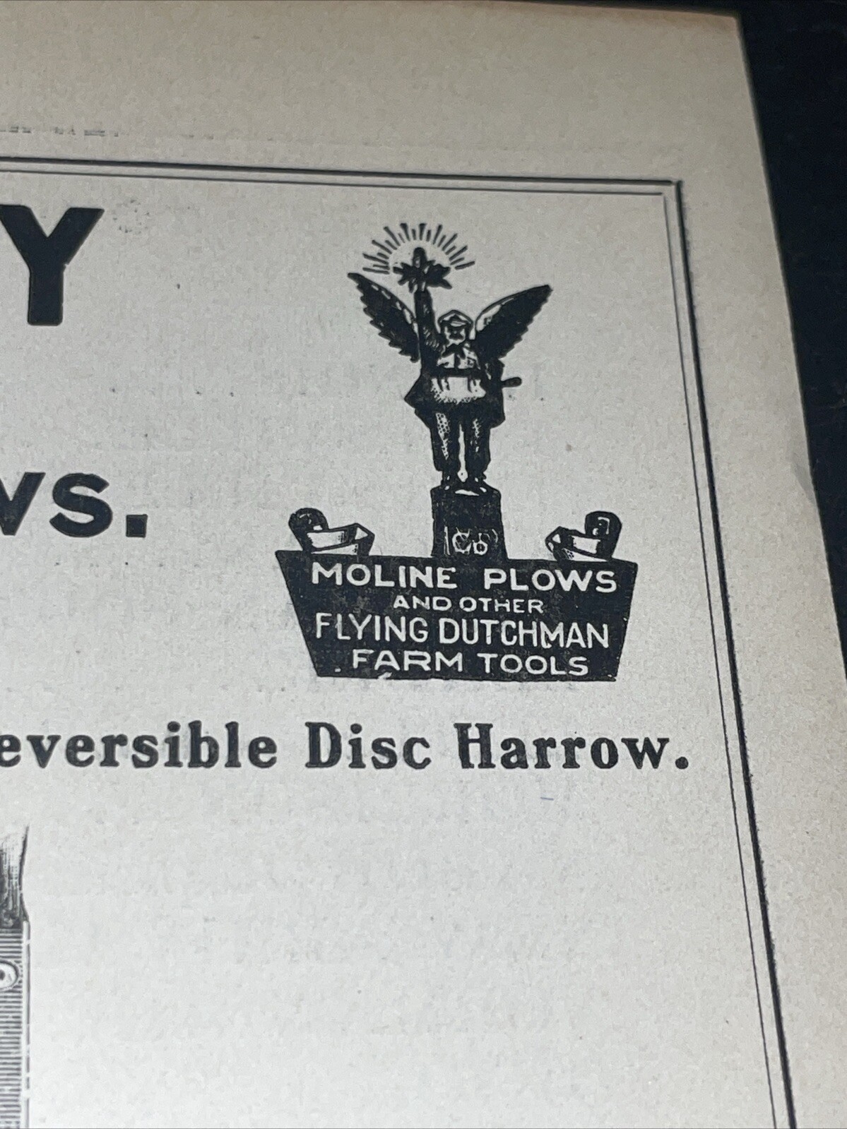 ORIGINAL 1907 Kansas Moline Plow ECONOMY Disc Harrows Farm Implement Advertising