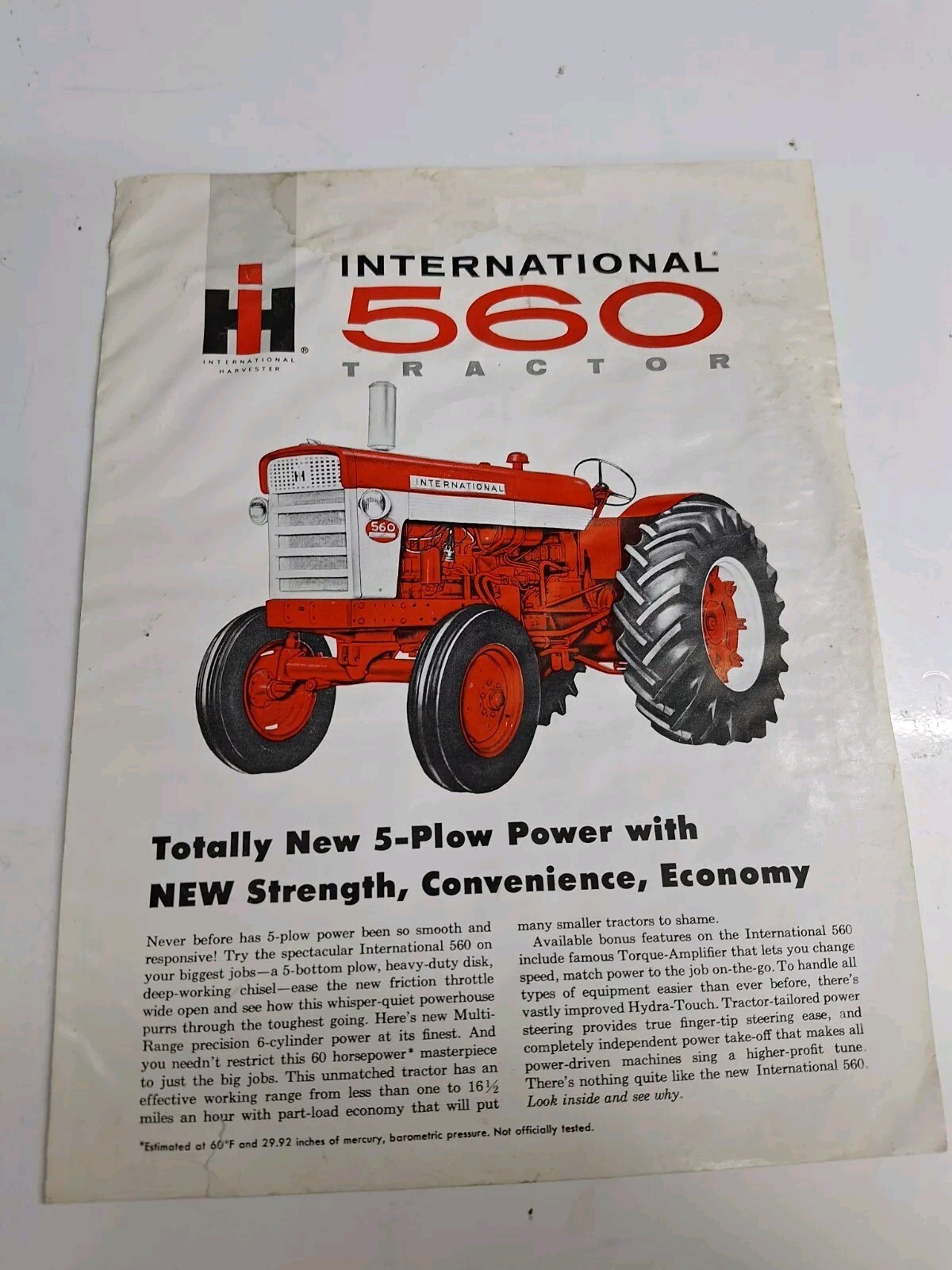 McCormick Farmall 560 Tractors Booklet Advertising Brochure Distressed Condition
