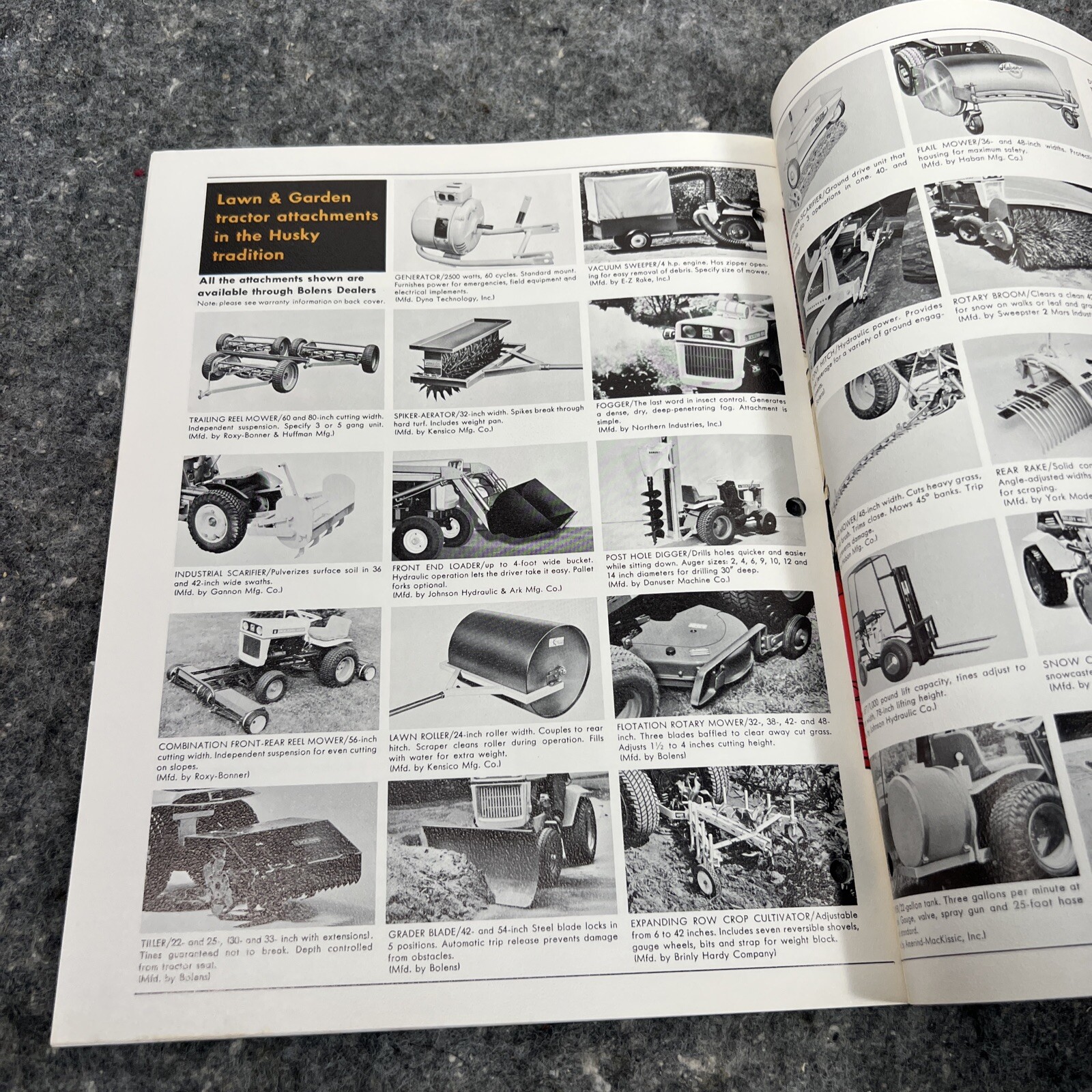 Bolens Husky Big Tractor Full Color Brochure 1886 1477 1476 1256 1054 853 813