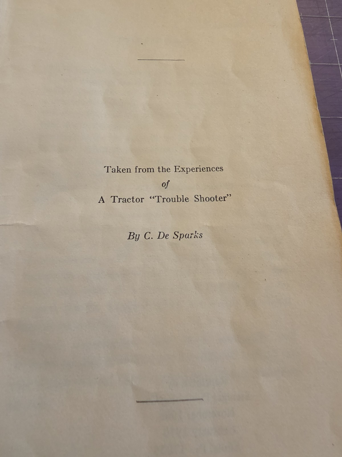 1919 Tractor Operating Book & Directory C De Sparks 1970 Reprint