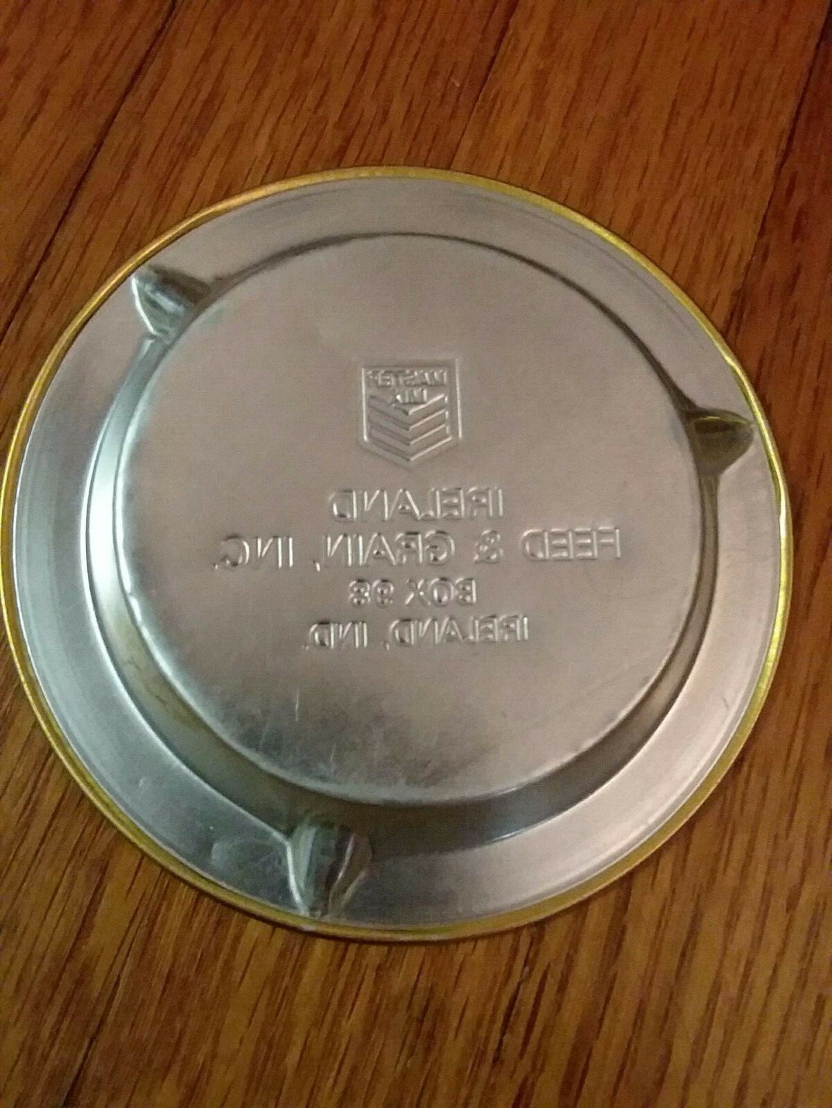 Vintage Ireland Feed & Grain Master Mix Advertising Cigarette Ashtray Gold