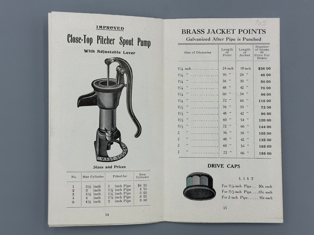 1924 PHILADELPHIA BUCKEYE WOOD PUMPS Crain Lumber FARM Advertising Brochure