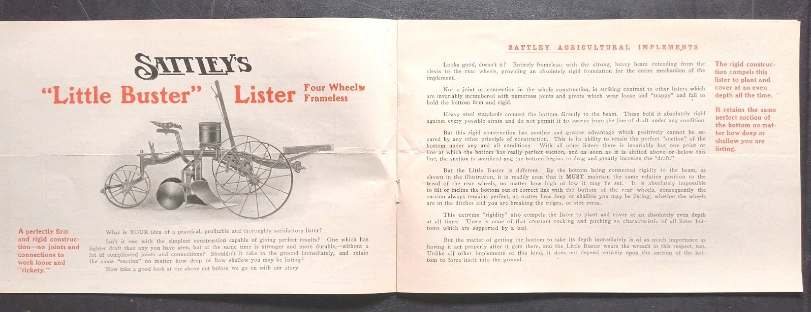 1910s Racine Sattley Farm Plow, Cultivator Lister Sales Brochure Advertising